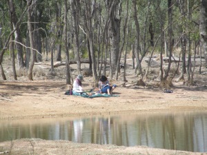 Christal and Rosie sketching at Milky Dam